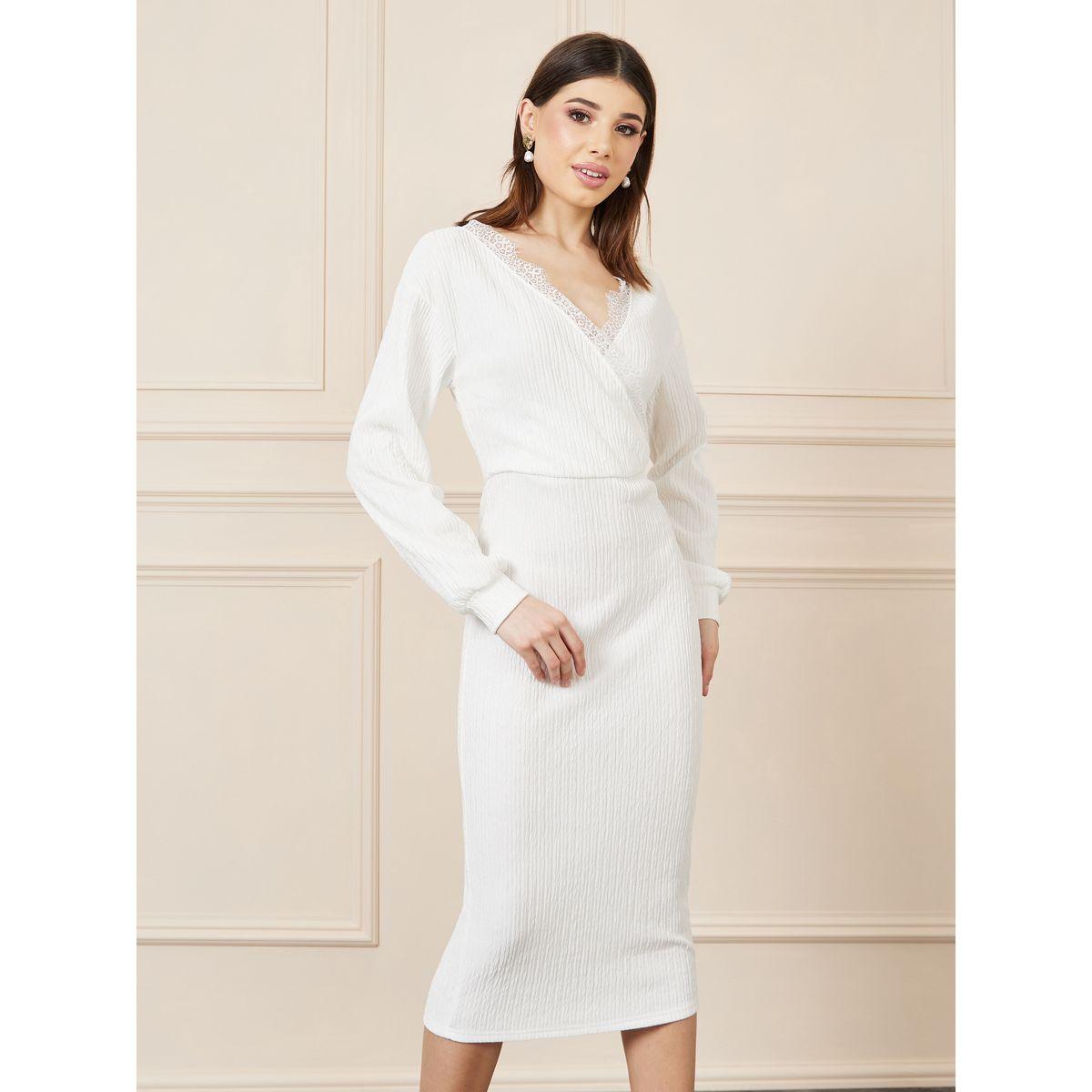 فستان بديكون بتفاصيل بارزة الملمس ودانتيل-women-clothing-dresses-image-2