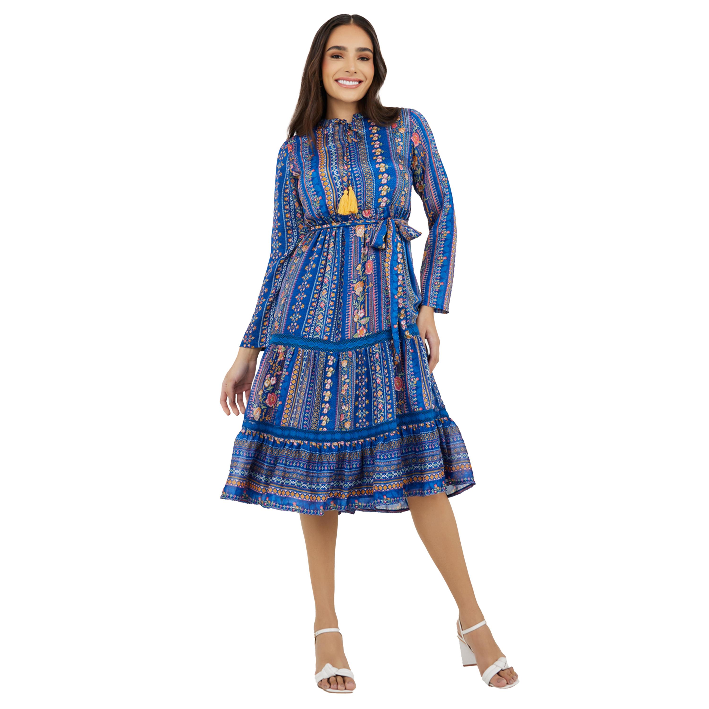 ستايلي - فستان ميدي بأكمام طويلة وطبعة كاملة-women-clothing-dresses-image-1