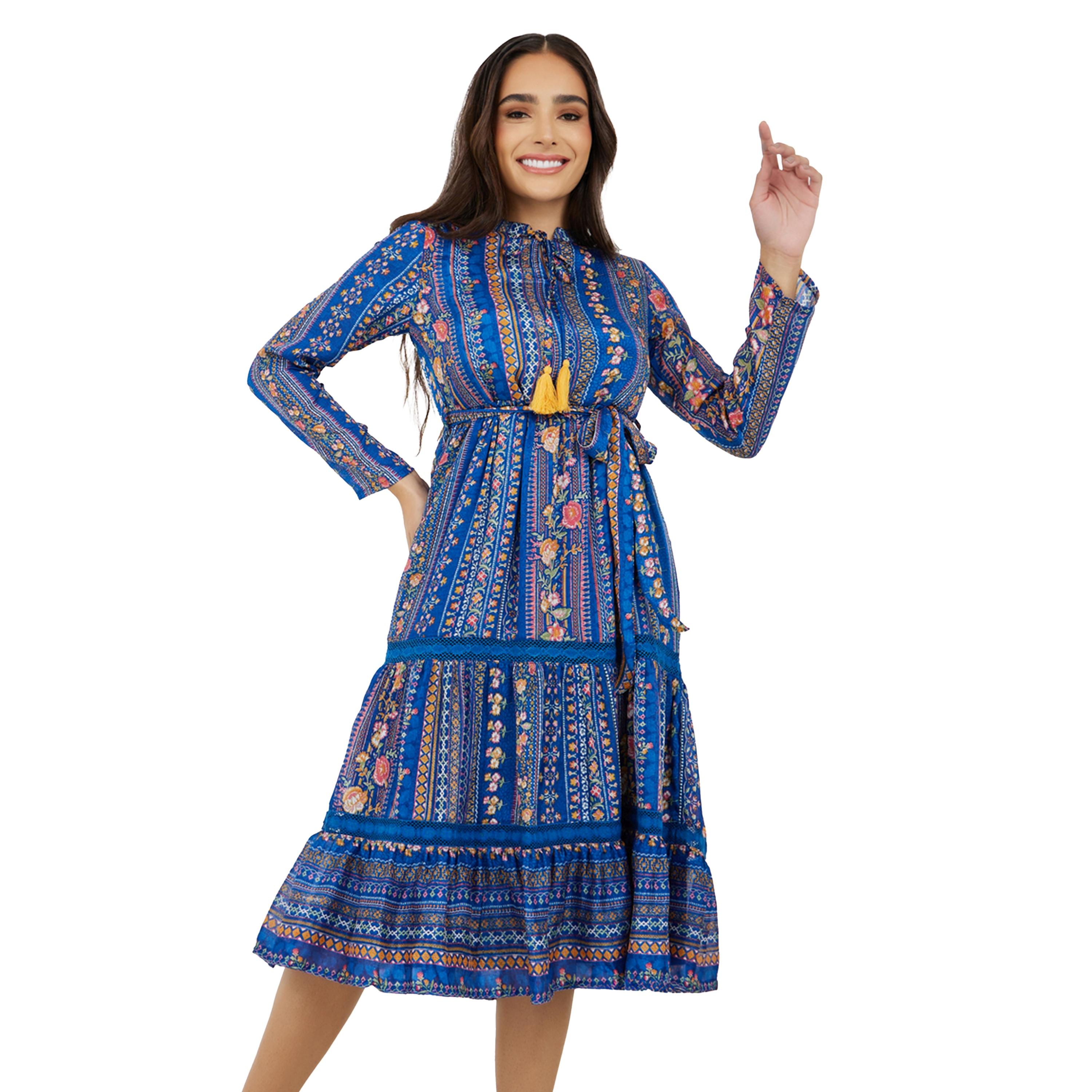 Styli All-Over Print Long Sleeve A-Line Midi Dress-women-clothing-dresses-image-2