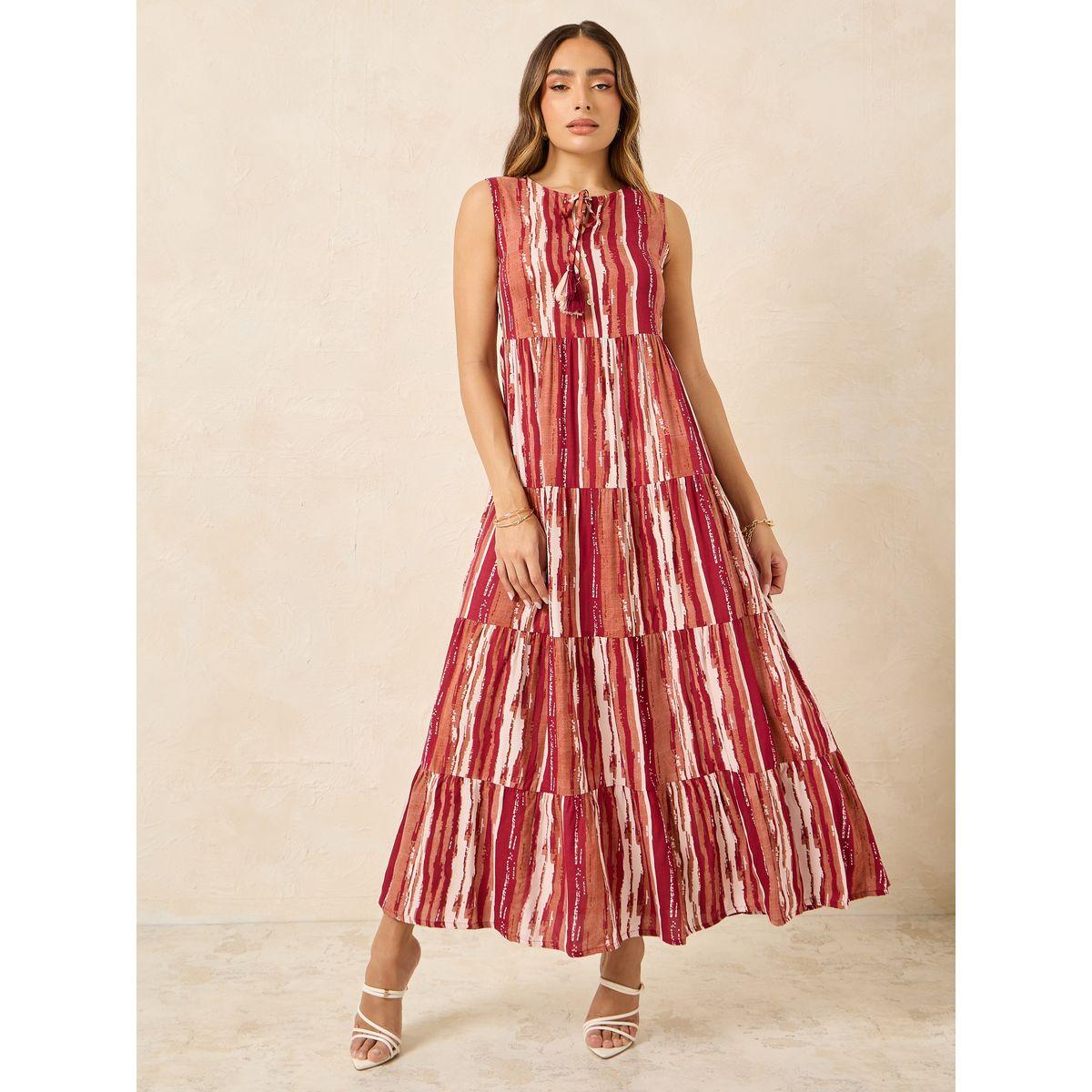 Styli All Over Print Sleeveless Tiered Maxi Dress-women-clothing-dresses-image-1