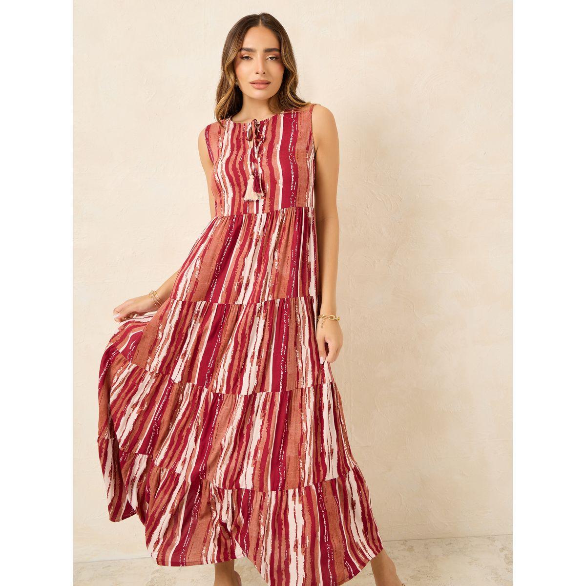 Styli All Over Print Sleeveless Tiered Maxi Dress-women-clothing-dresses-image-2