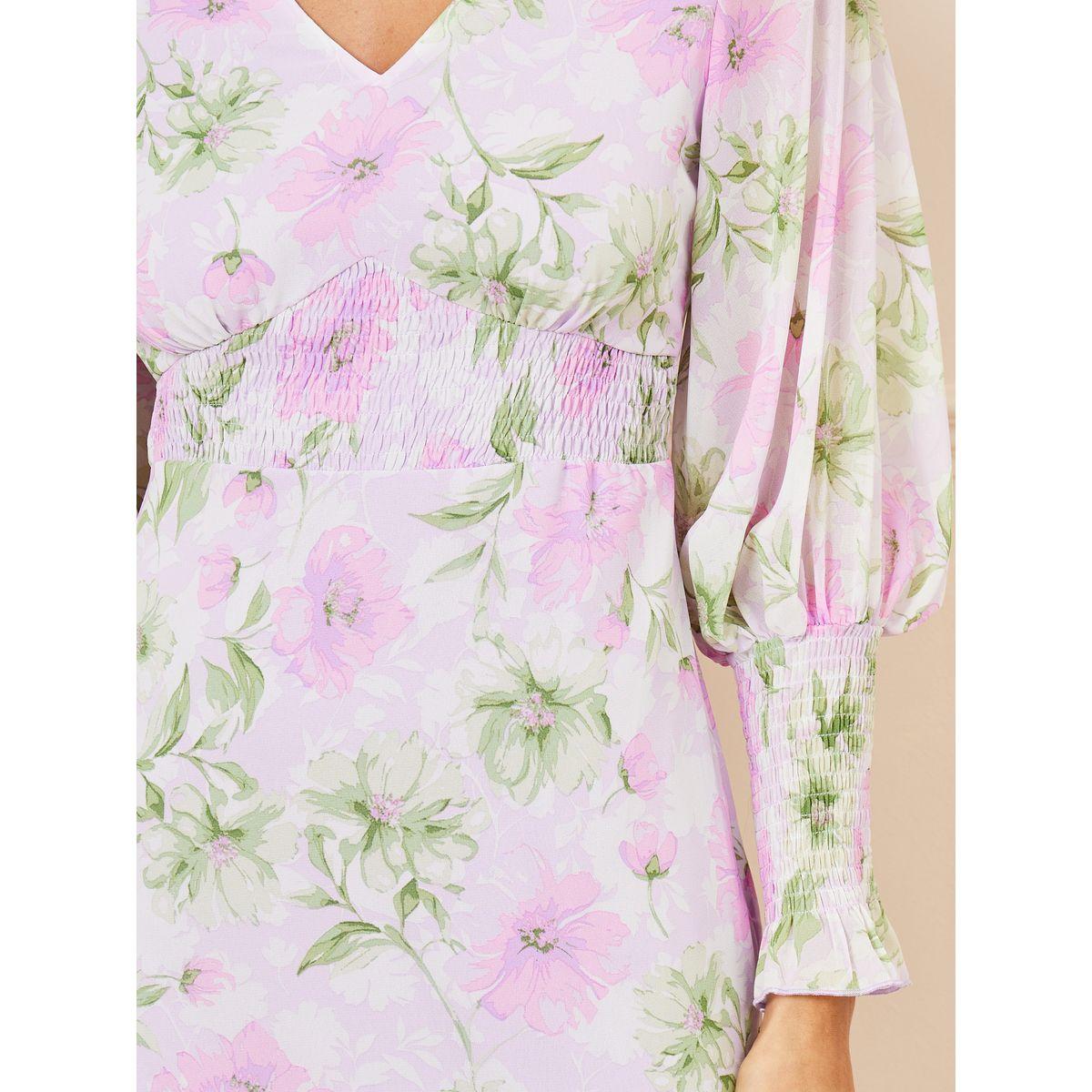 Styli Floral Print Smocked Detail Bodycon Midi Dress-women-clothing-dresses-image-4