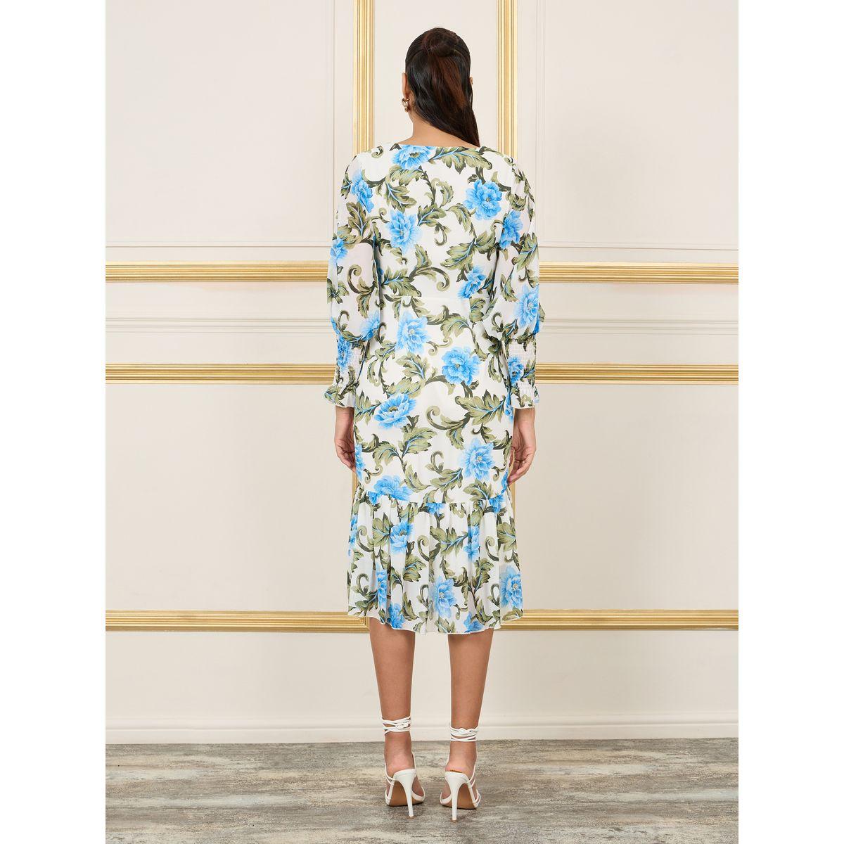 فستان ميدي بديكون مطبع بزهور-women-clothing-dresses-image-4