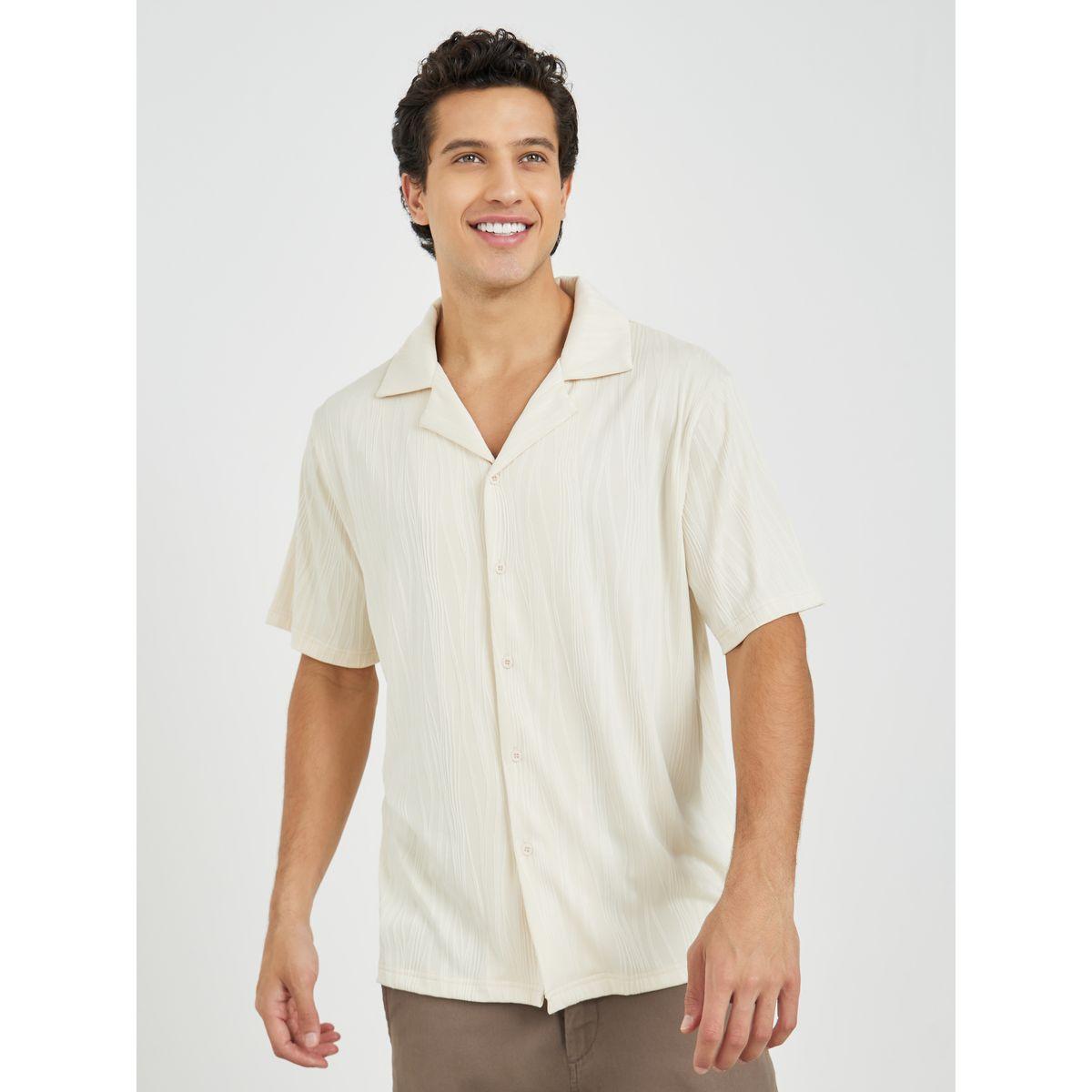 Styli Limited Ripple Knit Texture Cuban Collar Relaxed Shirt-men-clothing-shirts-image-1