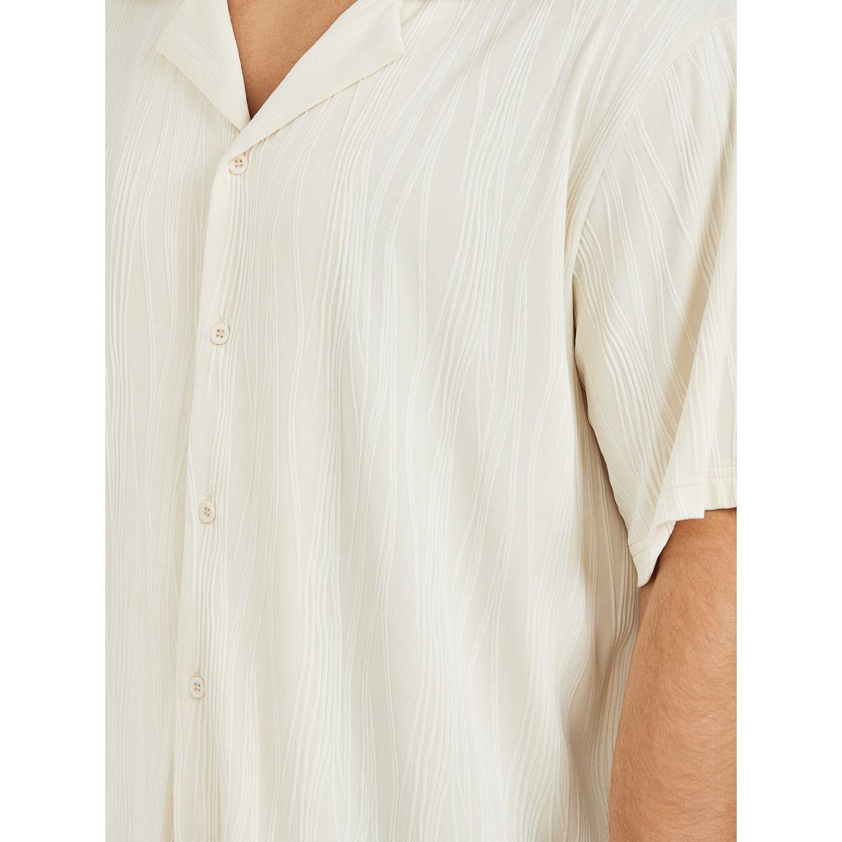 Styli Limited Ripple Knit Texture Cuban Collar Relaxed Shirt-men-clothing-shirts-image-3