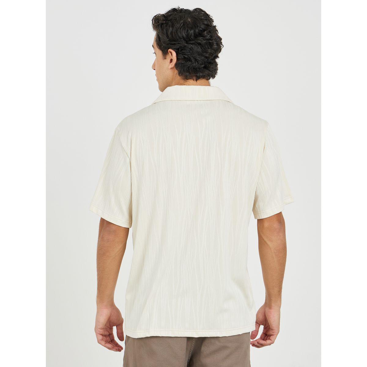 قميص بتفاصيل محبوكة وياقة كوبان-men-clothing-shirts-image-4
