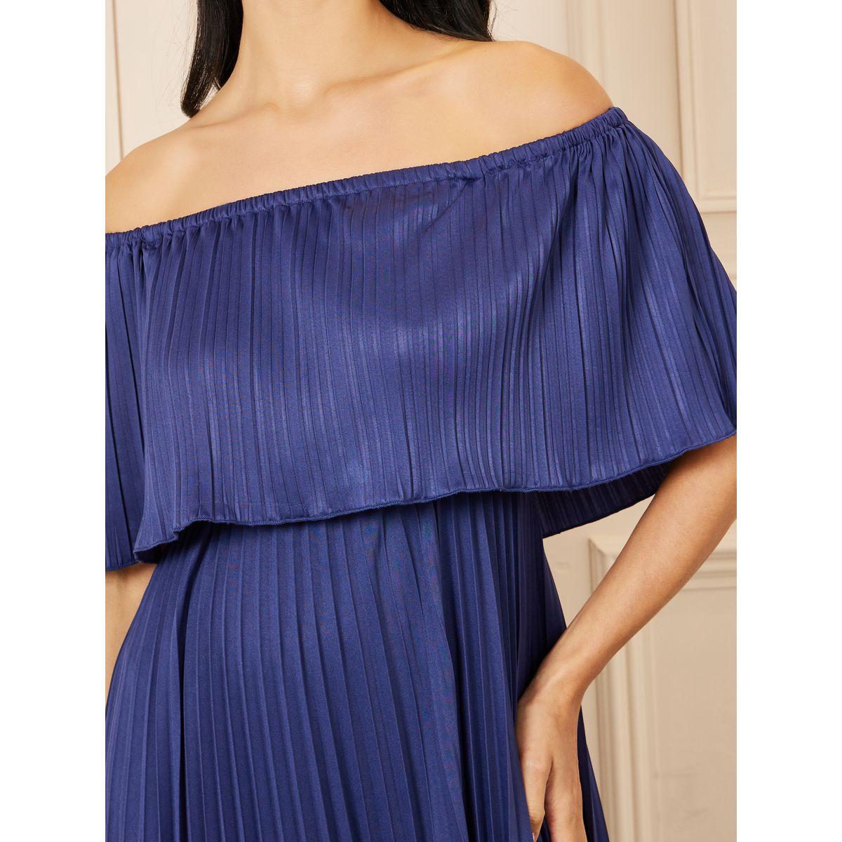 Styli Pleated Detail Off Shoulder A-Line Maxi Dress-women-clothing-dresses-image-3