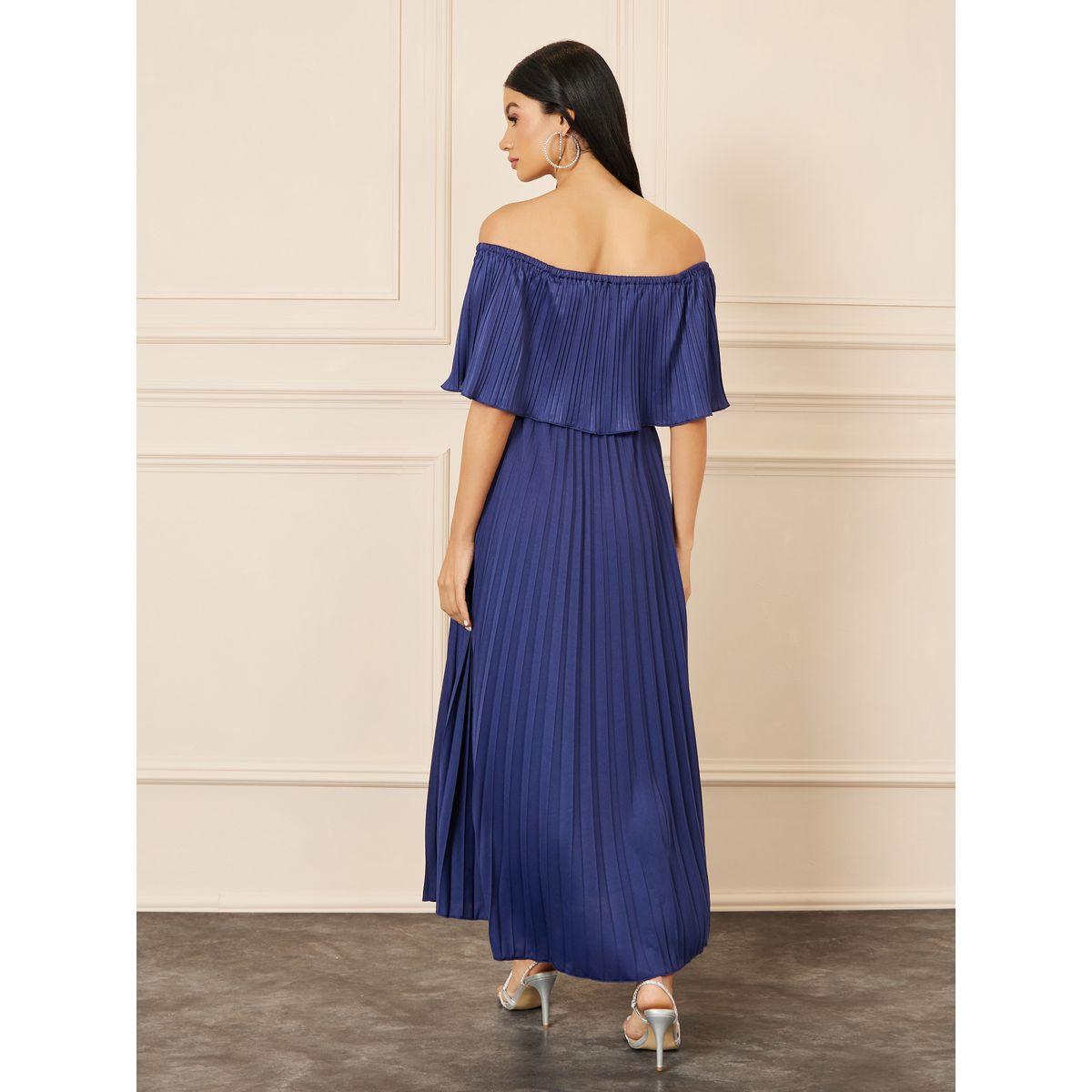 فستان طويل بكسرات واكتاف مكشوفة-women-clothing-dresses-image-4