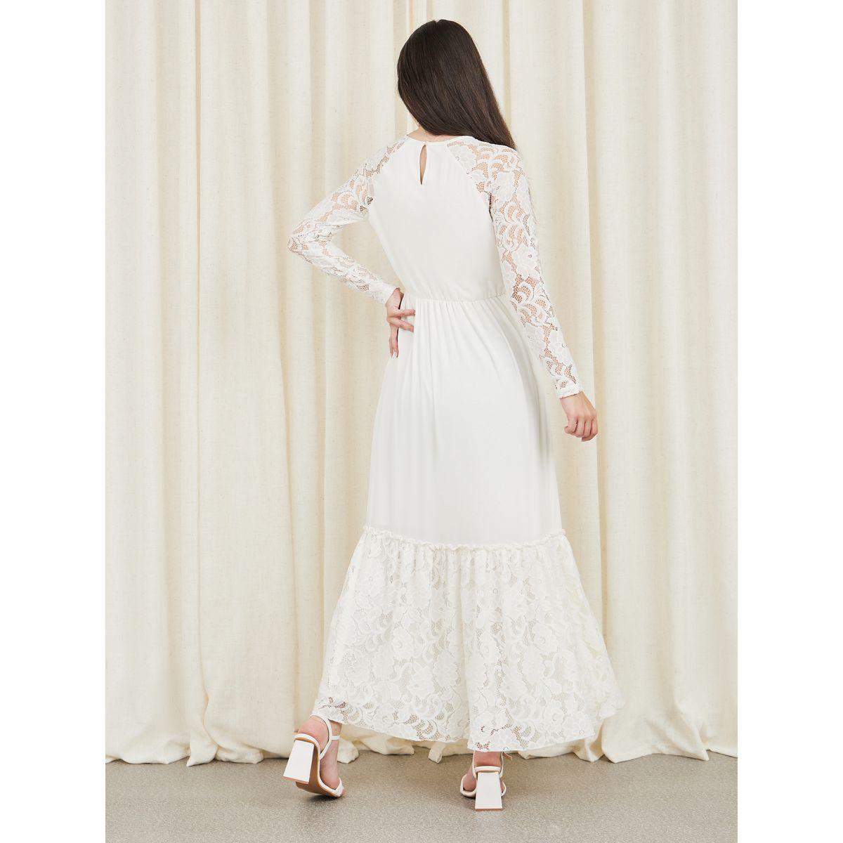 Styli Lace Sheer Detail A-Line Tiered Maxi Dress-women-clothing-dresses-image-4