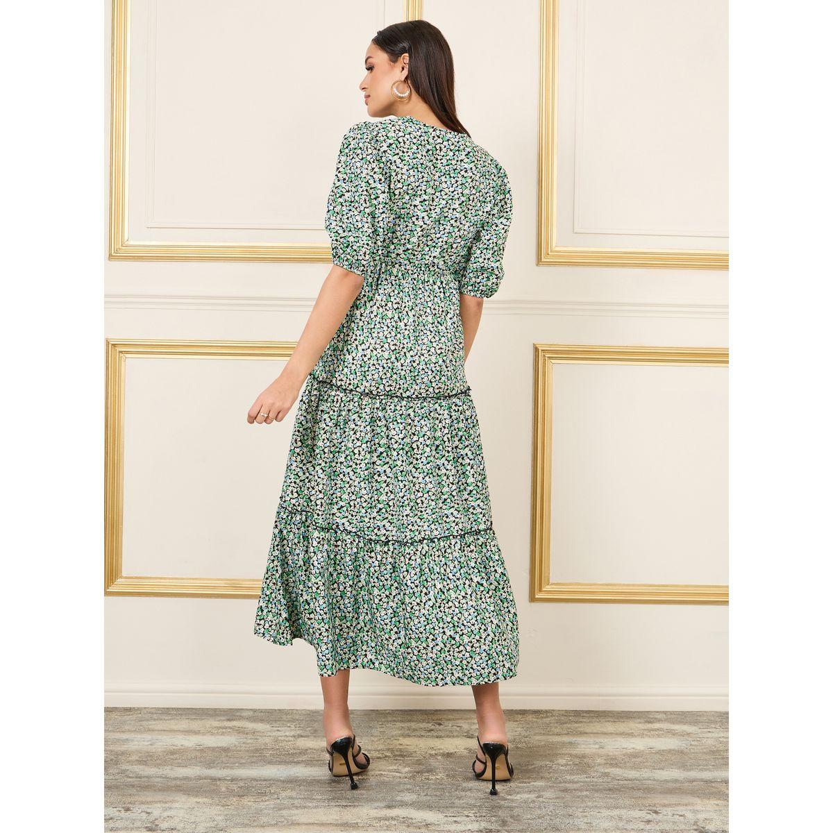 فستان ميدي بطبعة زهور صغيرة وكشكش-women-clothing-dresses-image-4