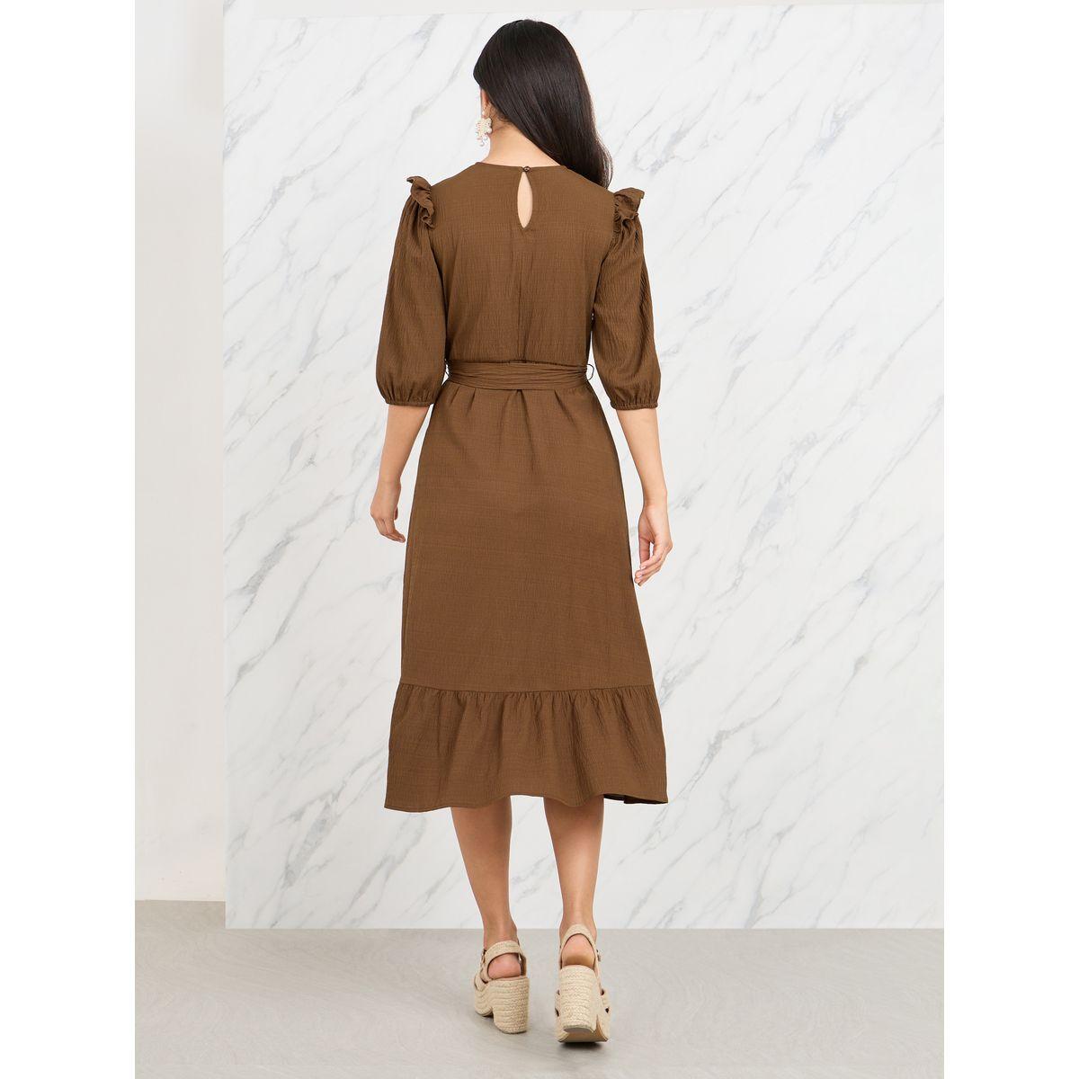 Styli Ruffle Detail Self Tie Up A-Line Midi Dress-women-clothing-dresses-image-4
