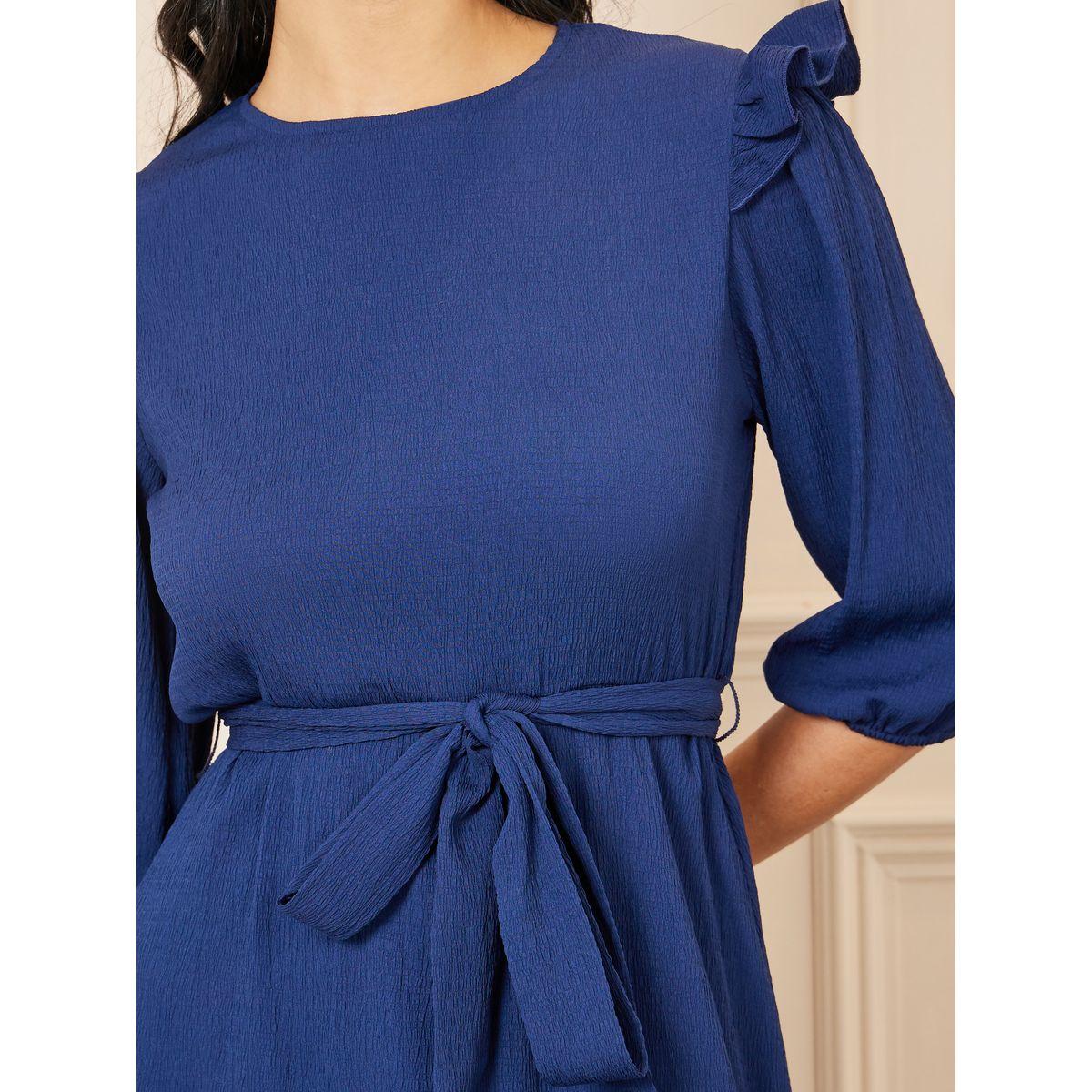 Styli Ruffle Detail Self Tie Up A-Line Midi Dress-women-clothing-dresses-image-3