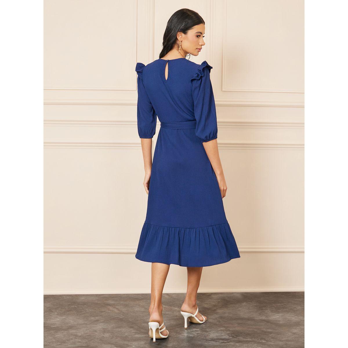 Styli Ruffle Detail Self Tie Up A-Line Midi Dress-women-clothing-dresses-image-4