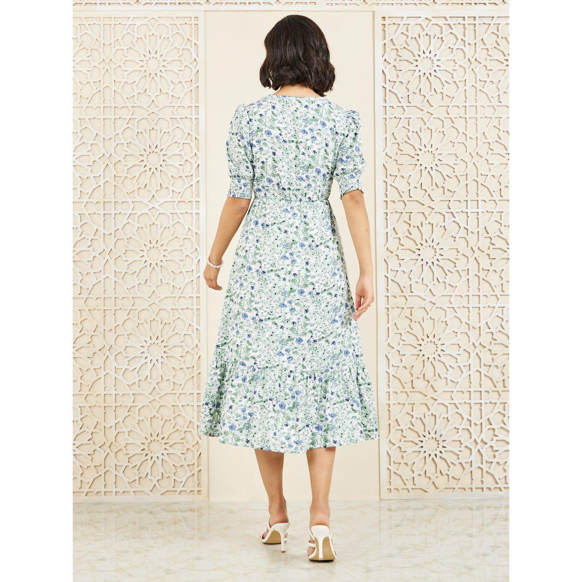 فستان ميدي مطبع بزهور وكشكش-women-clothing-dresses-image-4