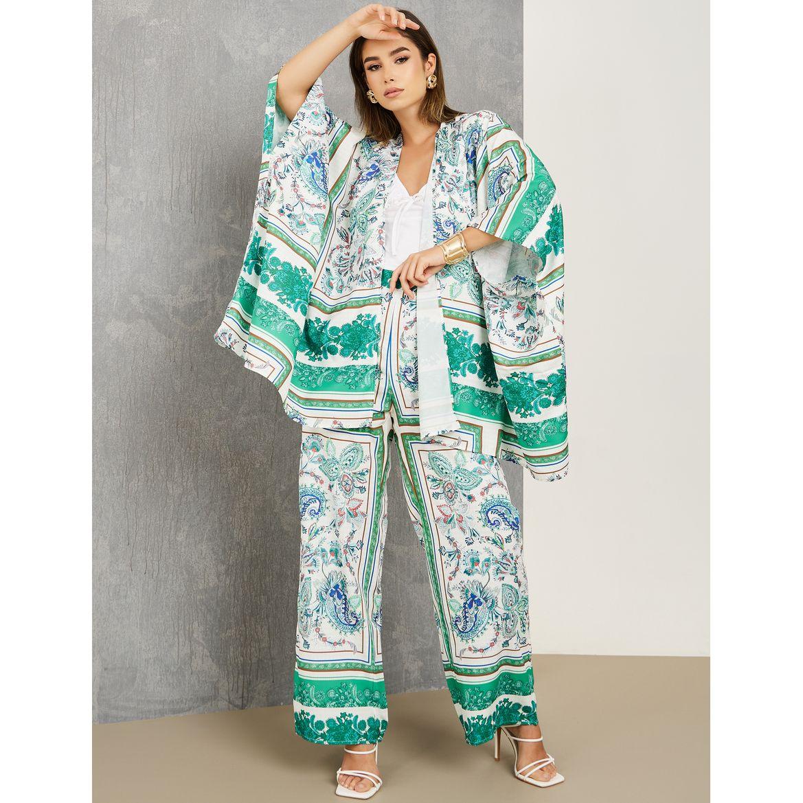 Styli Paisley Print Kimono & Wide Leg Pants Co-Ords-women-clothing-coordsets-image-1