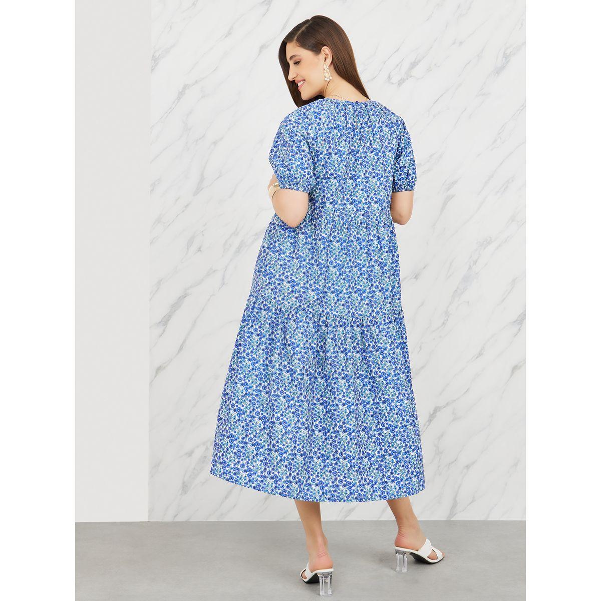Styli Ditsy Print A-Line Tiered Midi Dress-women-clothing-dresses-image-4