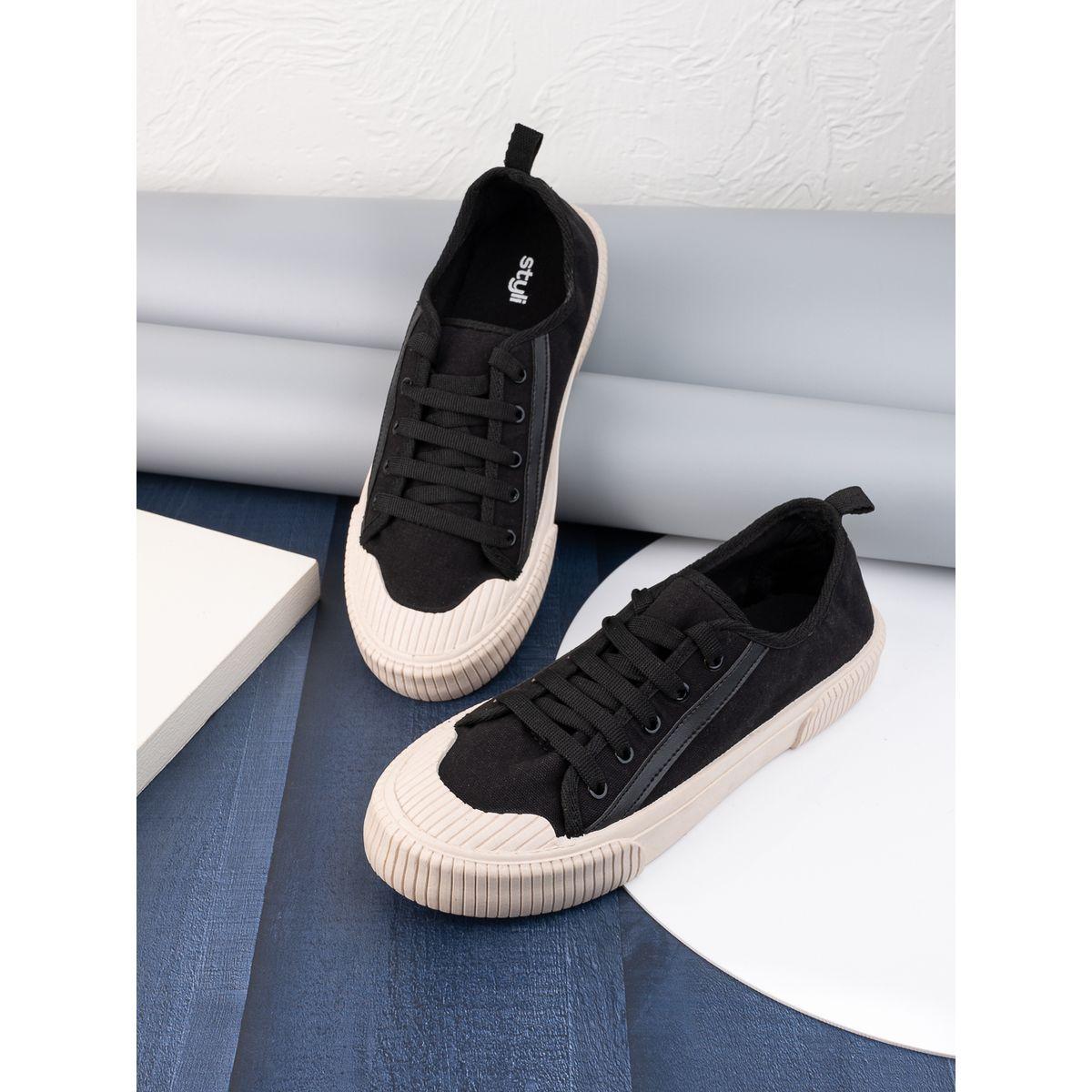 Styli Tape Detail Canvas Lace Up Sneakers-men-shoes-sneakers-image-1