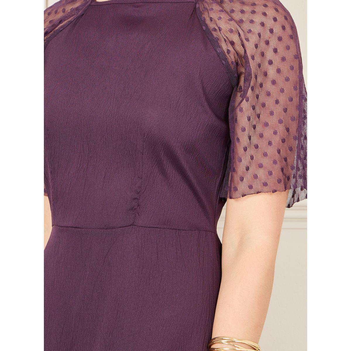 Styli Spot Mesh Sleeves Crepe A-Line Midi Dress-women-clothing-dresses-image-3