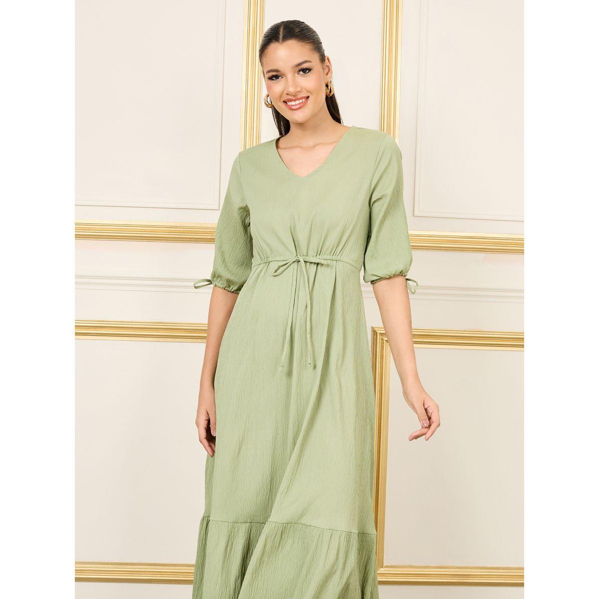 Styli Crepe Elasticated Waist A-Line Maxi Dress-women-clothing-dresses-image-2