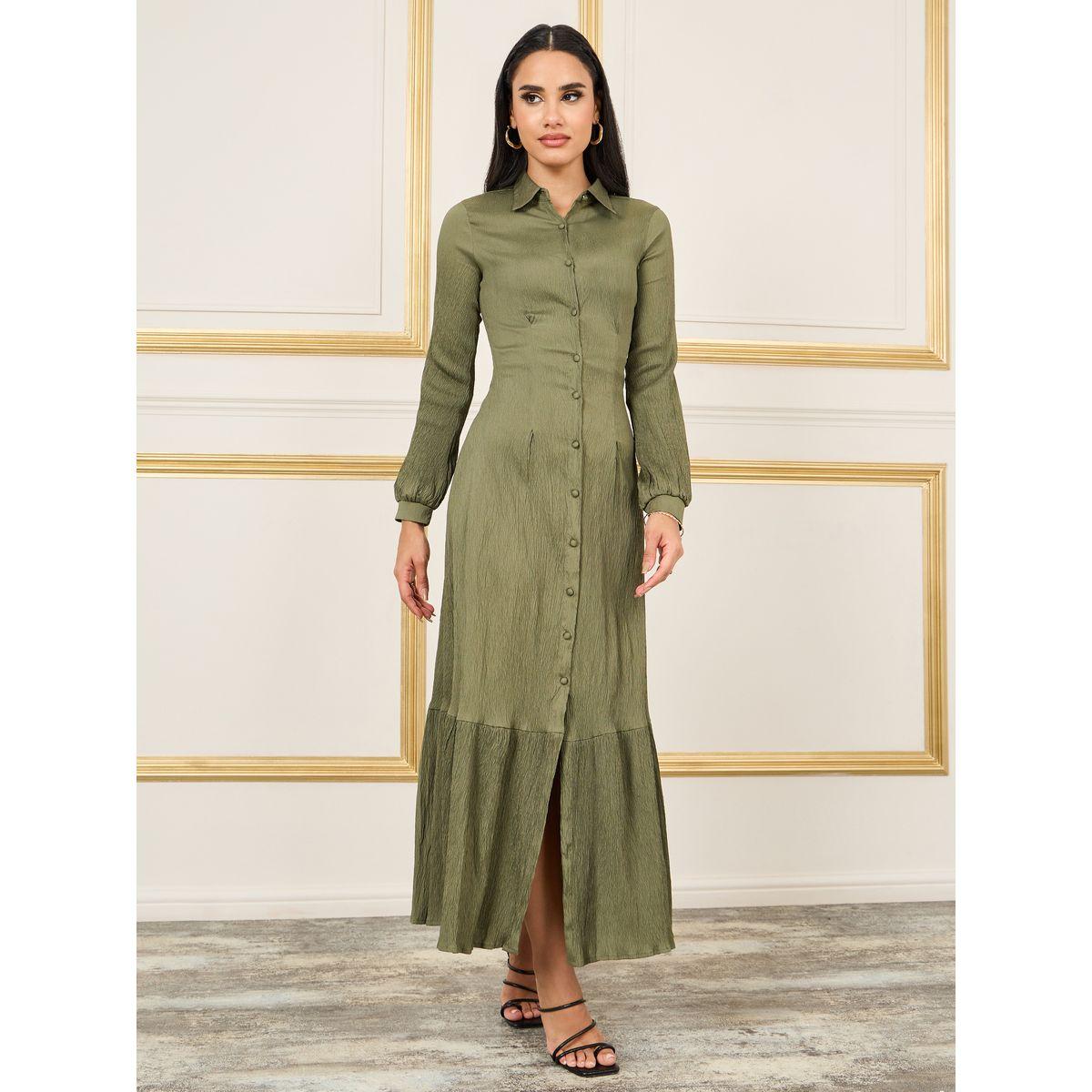 Styli Crepe Contrast Hem Shirt Maxi Dress-women-clothing-dresses-image-1