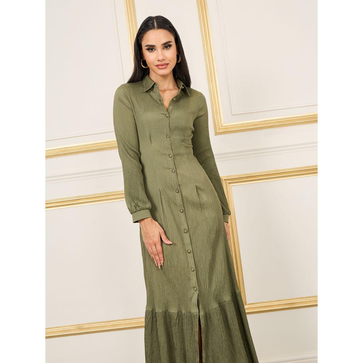 Styli Crepe Contrast Hem Shirt Maxi Dress-women-clothing-dresses-image-2
