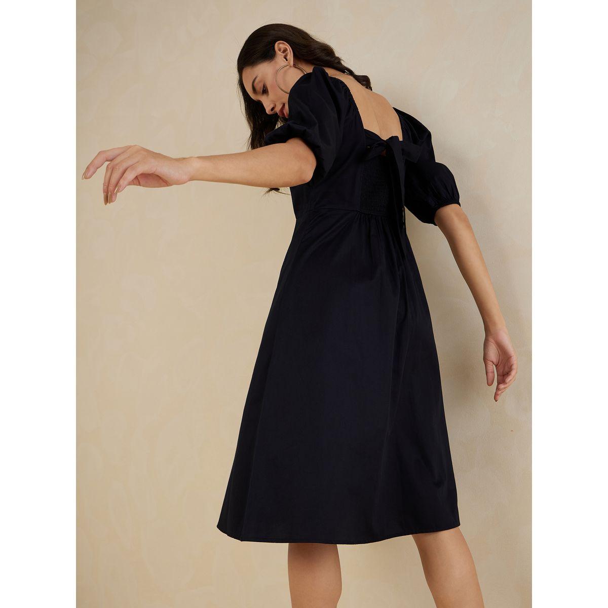 Femmella Square Neck Midi Dress with Bow Tie Back-women-clothing-dresses-image-6