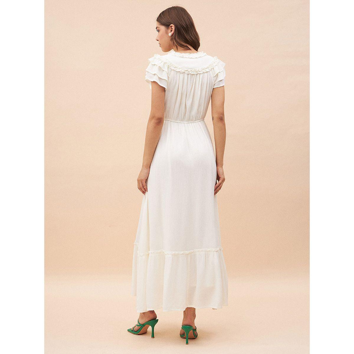 Femmella Ruffle Detail Tie-Up Neck Tiered Maxi Dress-women-clothing-dresses-image-1
