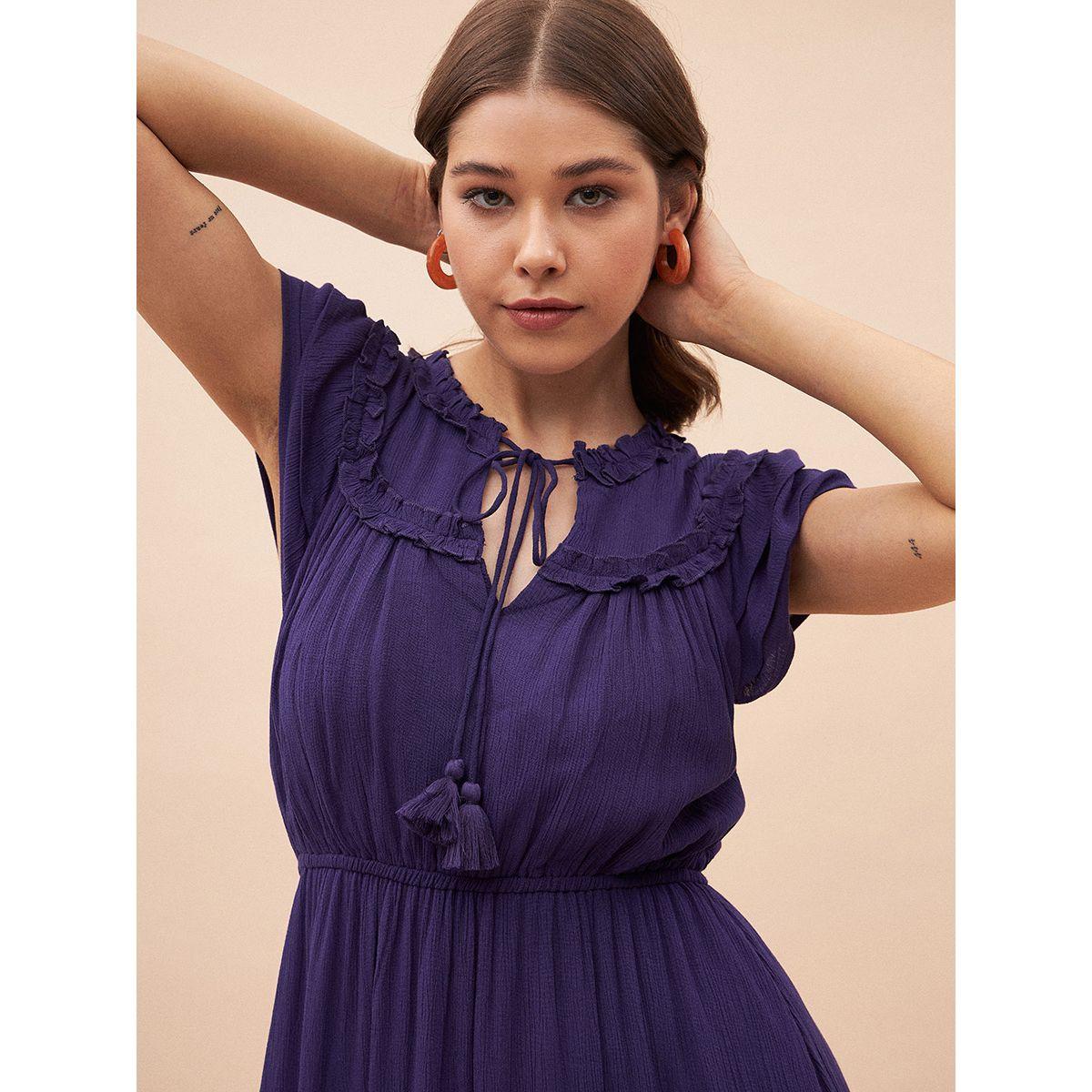 فستان طويل بكسرات وتفاصيل كشكش-women-clothing-dresses-image-4
