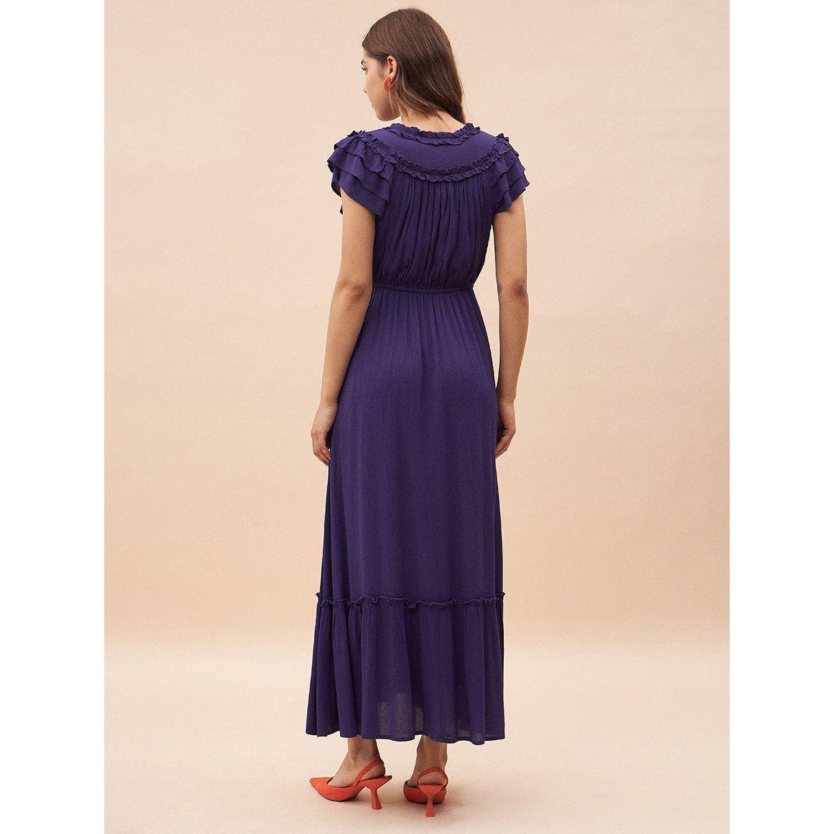فستان طويل بكسرات وتفاصيل كشكش-women-clothing-dresses-image-6