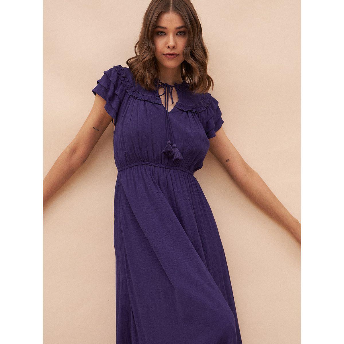 فستان طويل بكسرات وتفاصيل كشكش-women-clothing-dresses-image-8