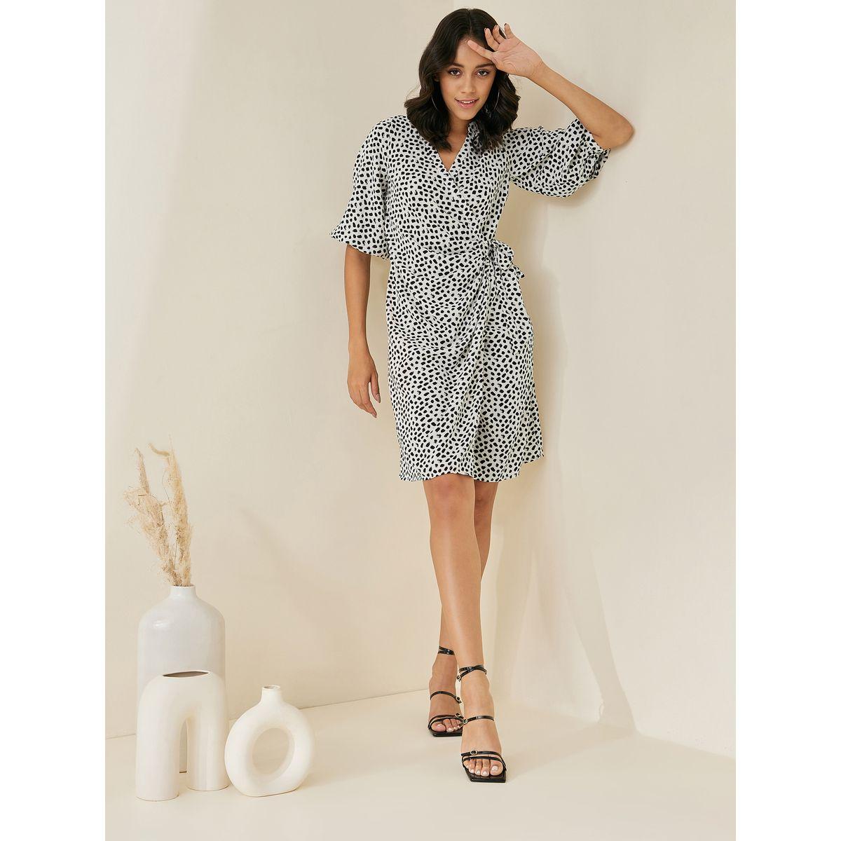 فستان بطول الركبة ونمط لف فِميلا × ستايلي-women-clothing-dresses-image-5