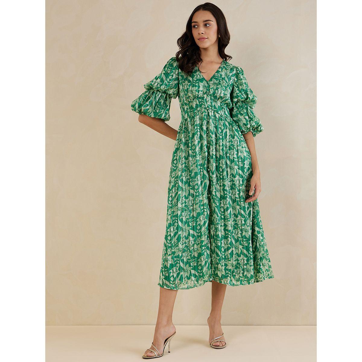 فستان طويل مطبع بطبعة زهور-women-clothing-dresses-image-2