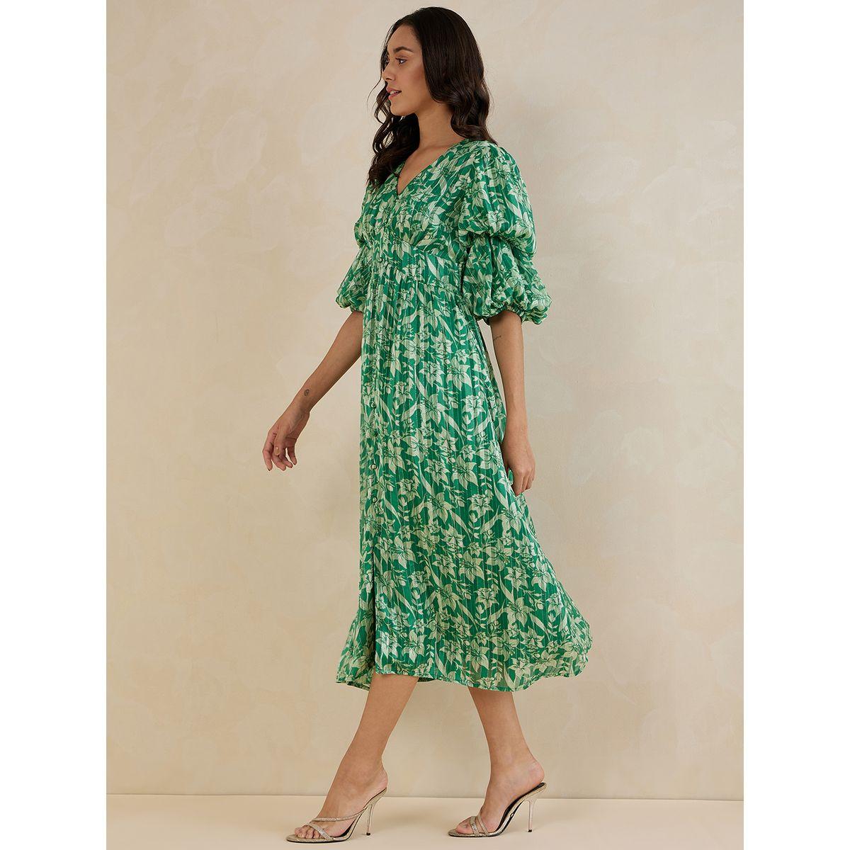 Femmella Floral Print Lurex A-Line Midi Dress-women-clothing-dresses-image-3