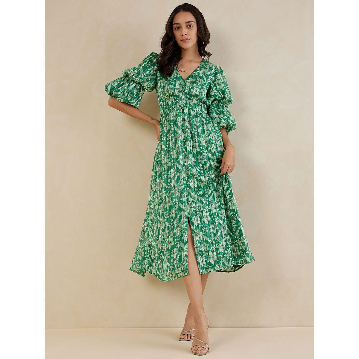 Femmella Floral Print Lurex A-Line Midi Dress-women-clothing-dresses-image-4