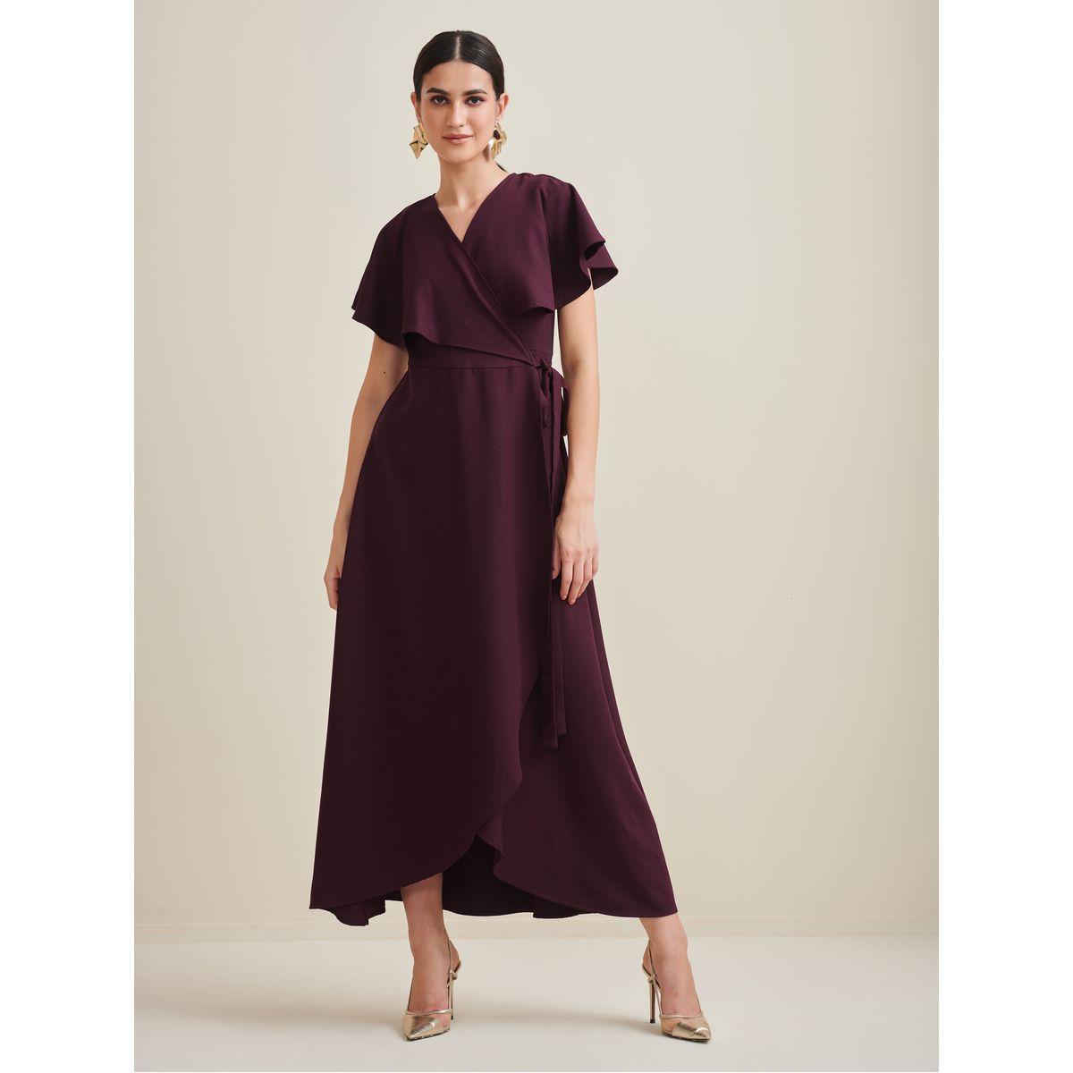 فستان طويل بنمط لف واكمام كيب فِميلا × ستايلي-women-clothing-dresses-image-1
