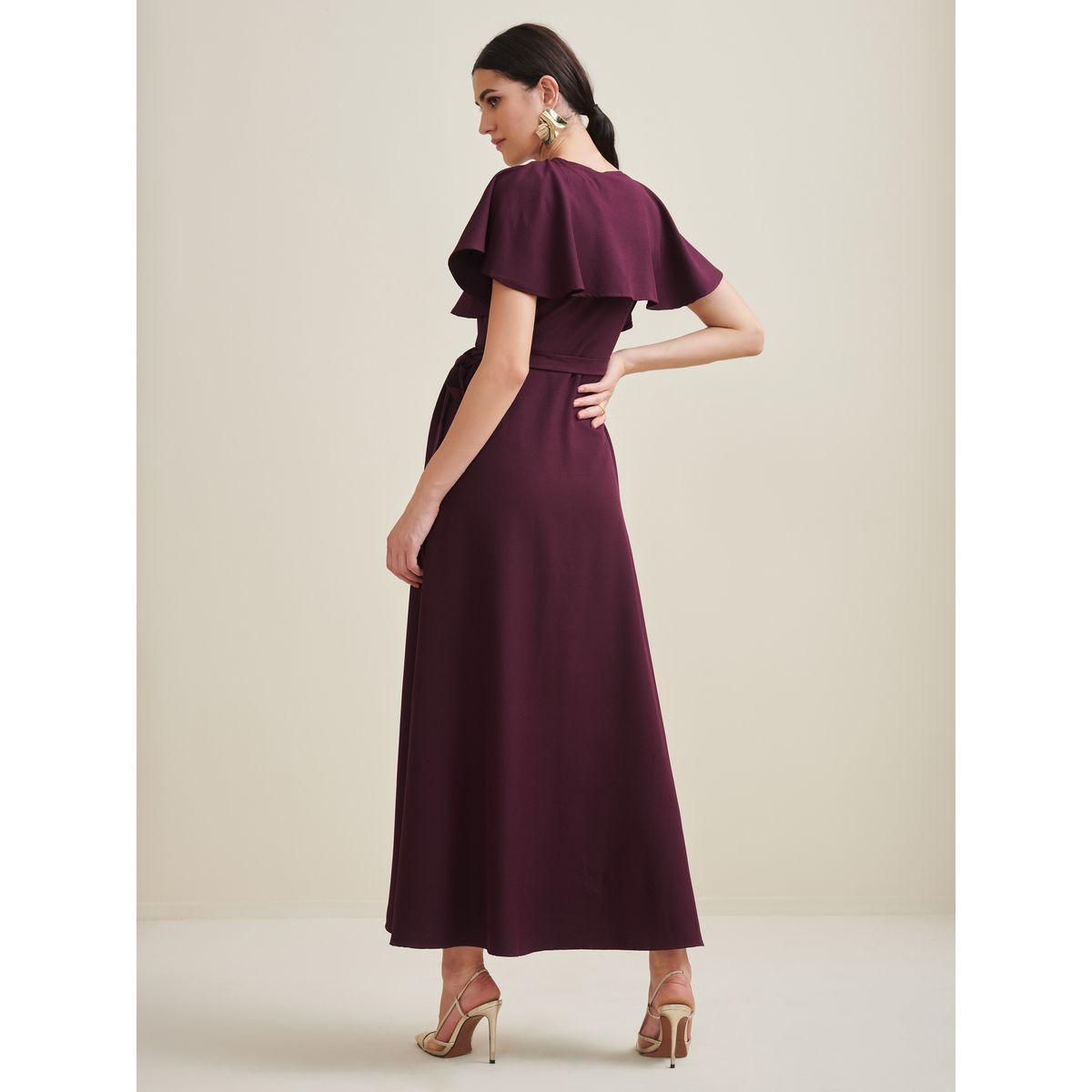 فستان طويل بنمط لف واكمام كيب فِميلا × ستايلي-women-clothing-dresses-image-3