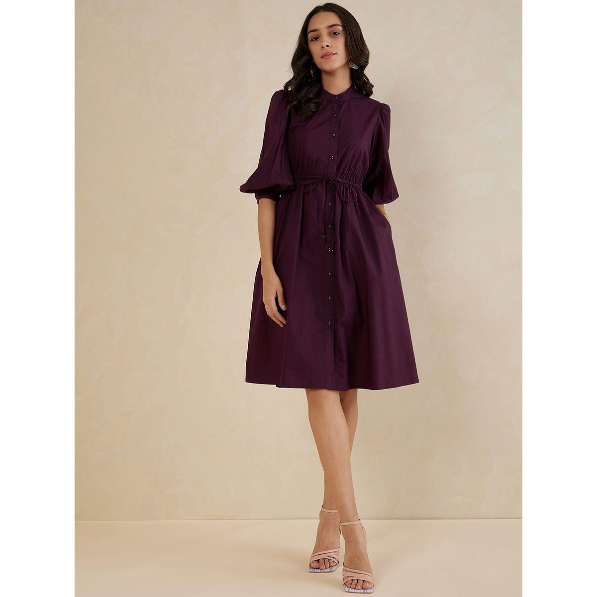 فستان بطول الركبة وياقة ماندارين-women-clothing-dresses-image-1