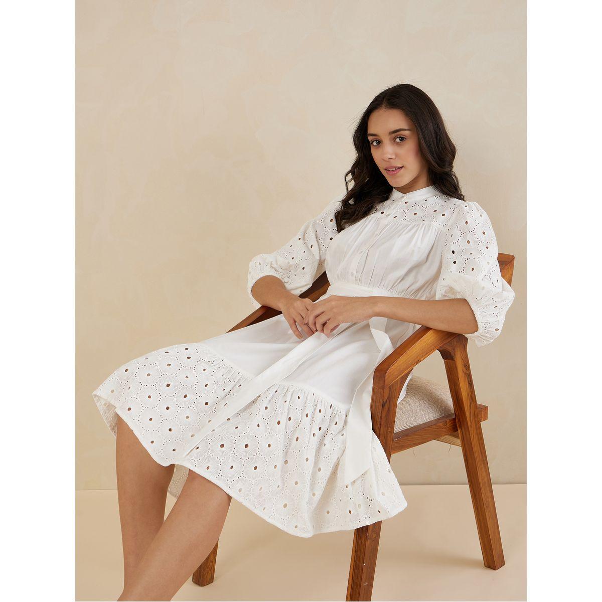 Femmella Schiffli Cotton Tiered Midi Dress with Tie Belt-women-clothing-dresses-image-6