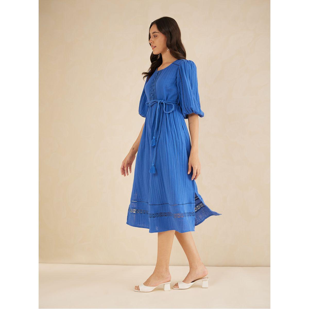 Femmella Lace Detail Belted A-Line Midi Dress-women-clothing-dresses-image-2