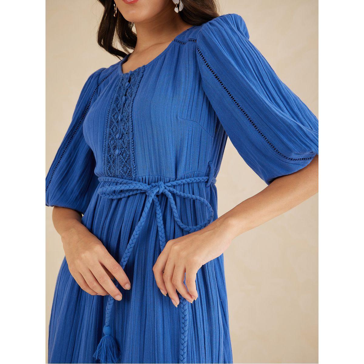 فستان ميدي بتفاصيل دانتيل وحزام-women-clothing-dresses-image-4