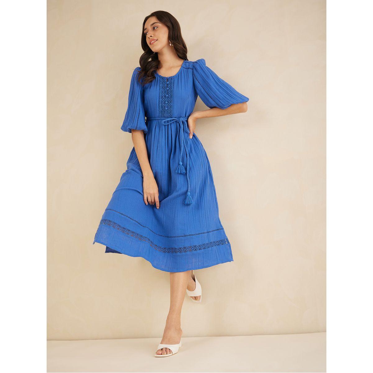 فستان ميدي بتفاصيل دانتيل وحزام-women-clothing-dresses-image-5