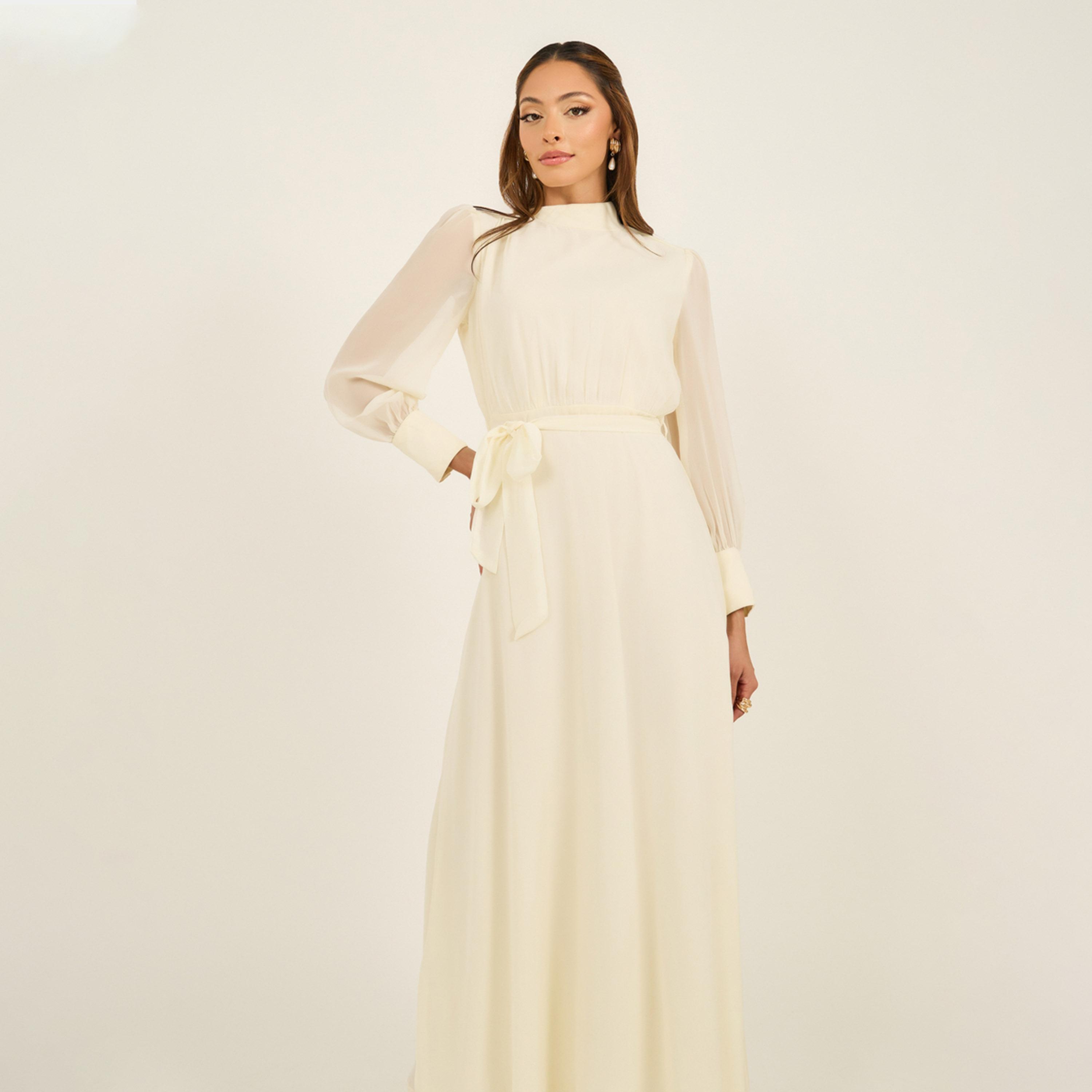 Styli Plain Long Sleeves A-Line Maxi Dress-women-clothing-dresses-image-3