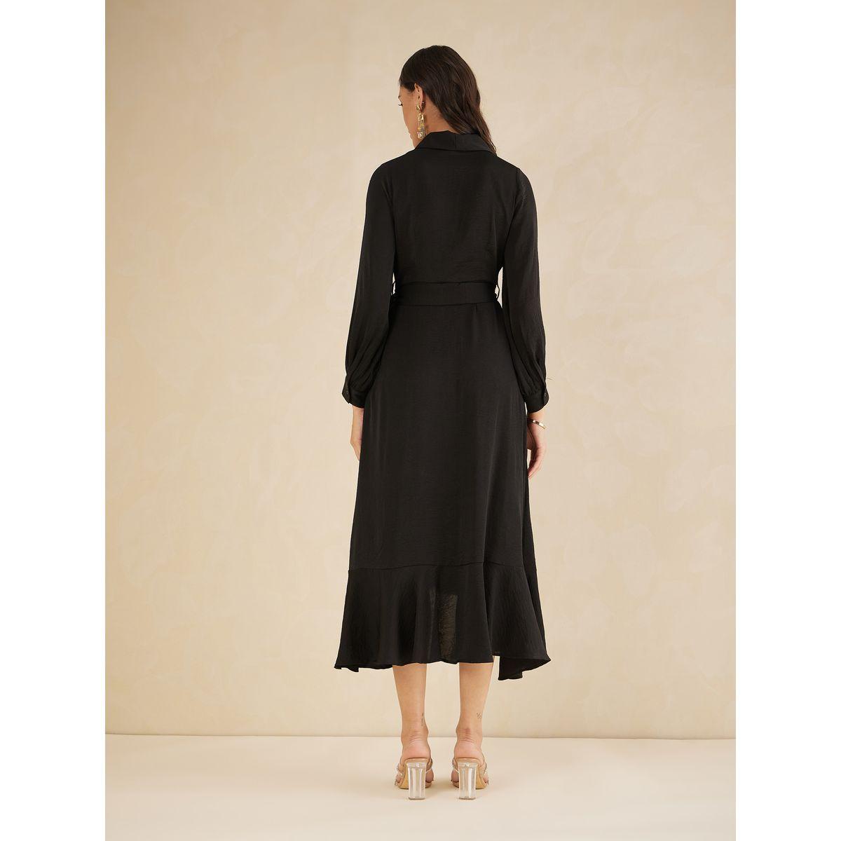 Femmella Shawl Collar Belted Wrap Midi Dress-women-clothing-dresses-image-3
