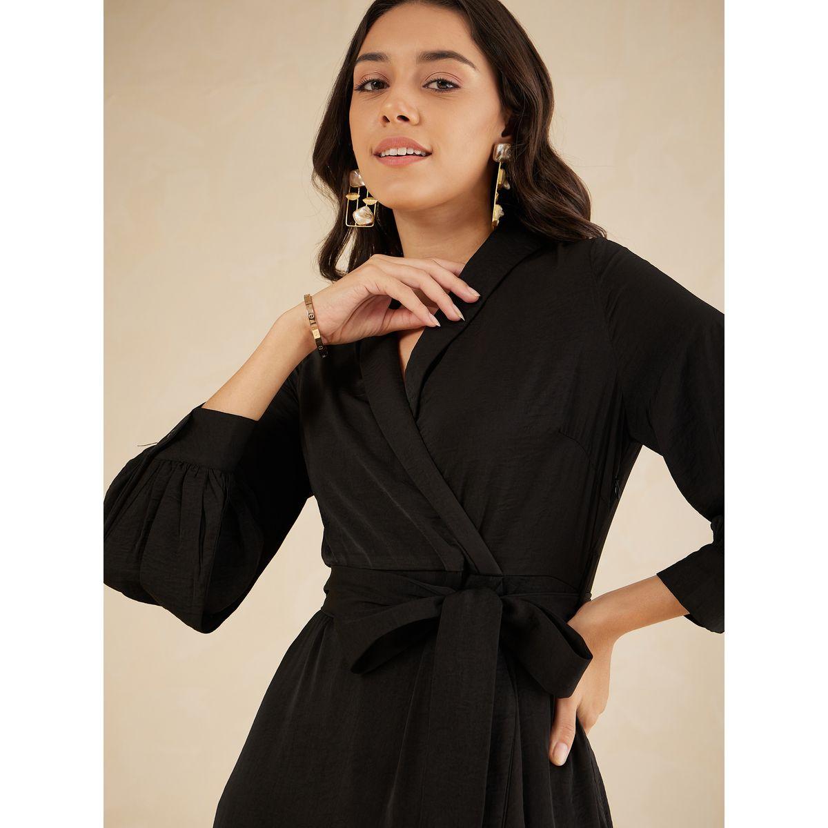 Femmella Shawl Collar Belted Wrap Midi Dress-women-clothing-dresses-image-4