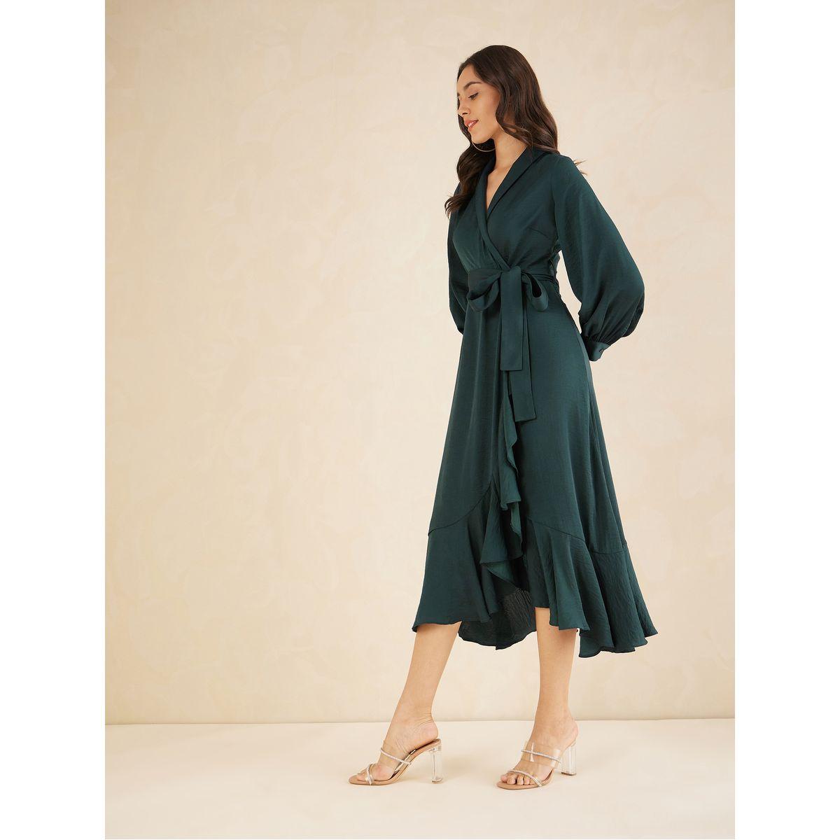 Femmella Shawl Collar Belted Wrap Midi Dress-women-clothing-dresses-image-2