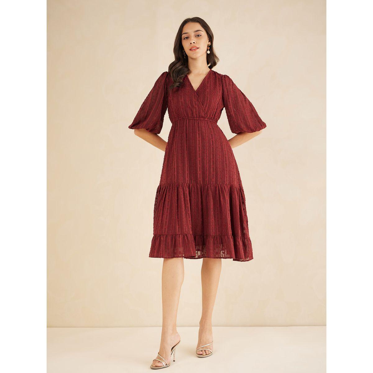Femmella Dobby Lurex Wrap Front Tiered Midi Dress-women-clothing-dresses-image-1
