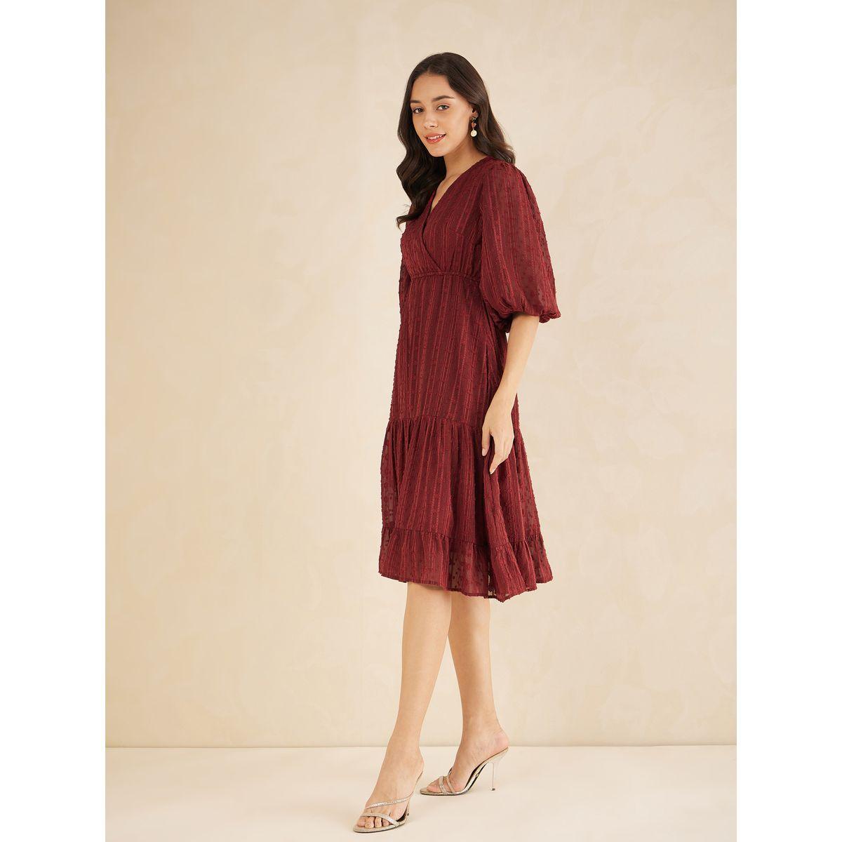 Femmella Dobby Lurex Wrap Front Tiered Midi Dress-women-clothing-dresses-image-2