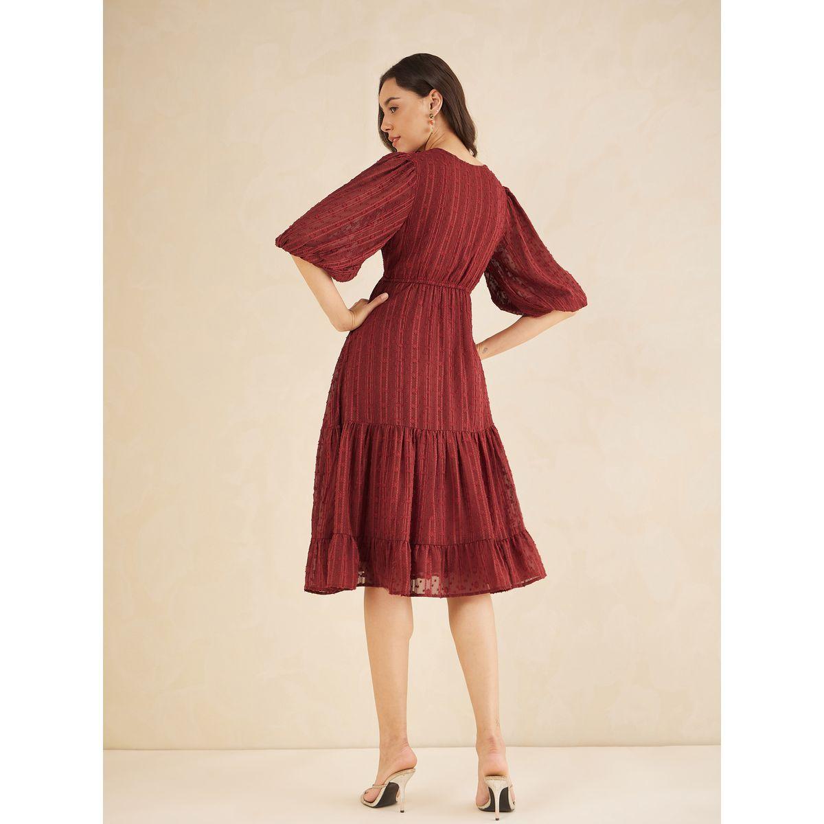 Femmella Dobby Lurex Wrap Front Tiered Midi Dress-women-clothing-dresses-image-3