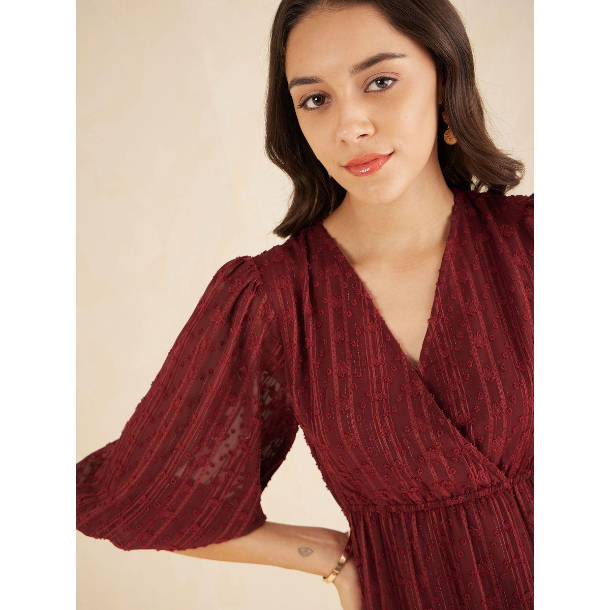 Femmella Dobby Lurex Wrap Front Tiered Midi Dress-women-clothing-dresses-image-4