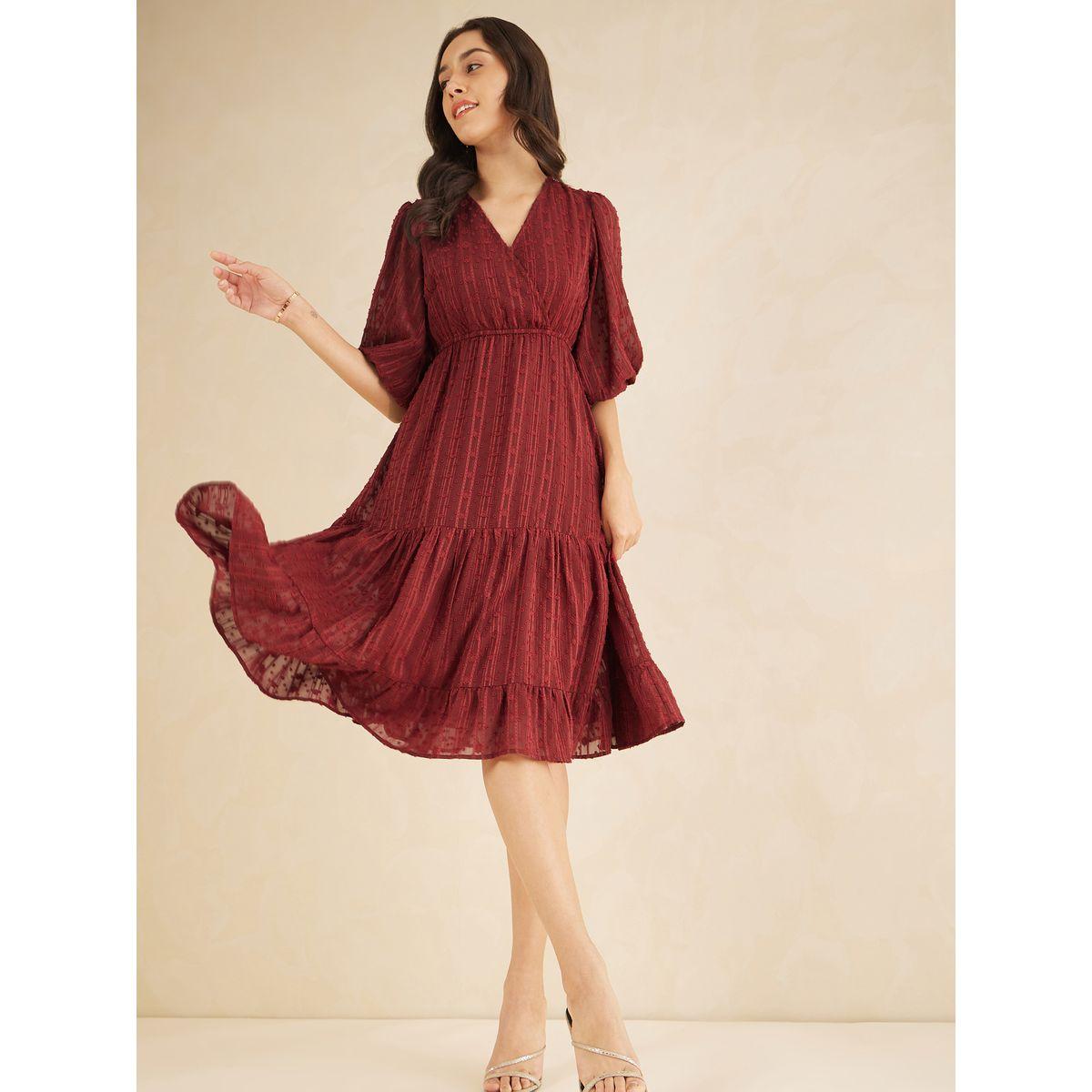 Femmella Dobby Lurex Wrap Front Tiered Midi Dress-women-clothing-dresses-image-5